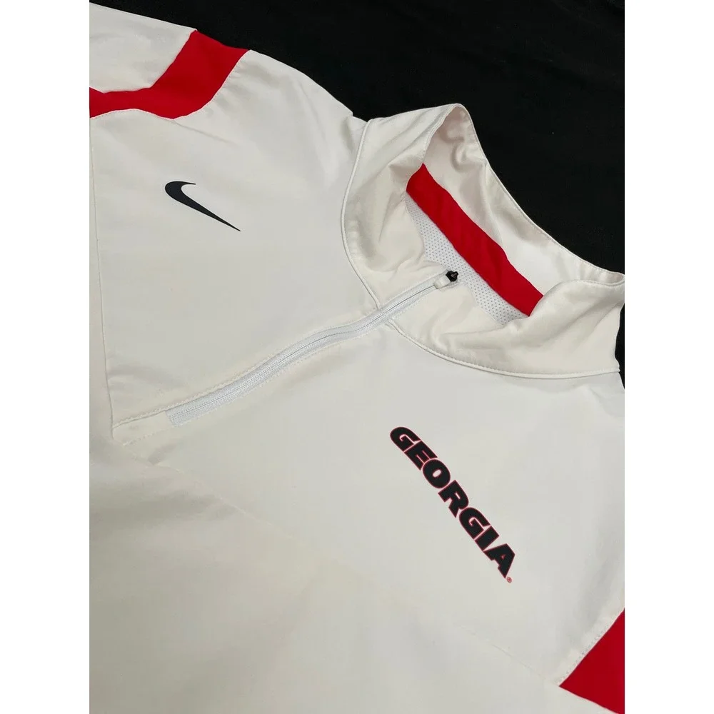 Georgia Bulldogs Nike Windbreaker 1/4 Zip XXL White Lightweight Breathable